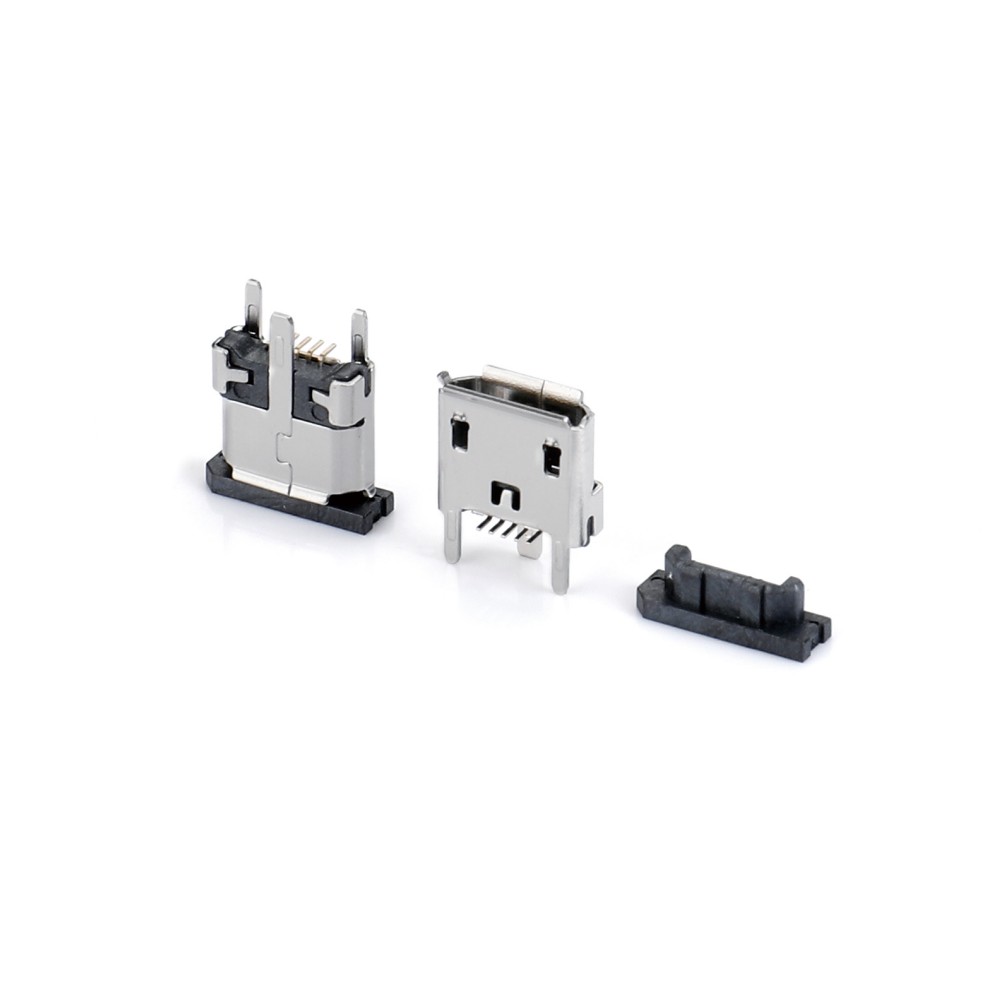 04BL-8138   Micro USB 5F 180度立贴 三脚DIP有卷边 L6.3