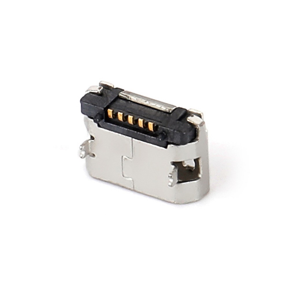 04BO-1841-N    Micro USB 5F SMT B型两脚插板5.65脚高0.8端子加长0.75不带焊盘有柱无卷边