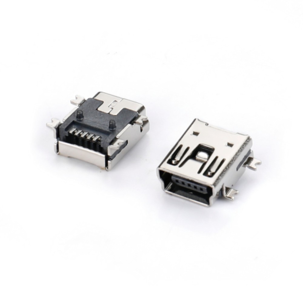 02BT-1105 MINI USB 5F SMT B型四脚全贴 双卡点 有柱