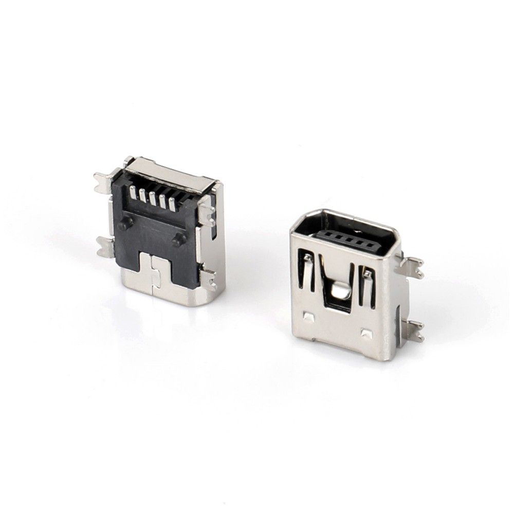 02OT-1103 MINI USB 5F SMT AB型四脚全贴 双卡点 有柱