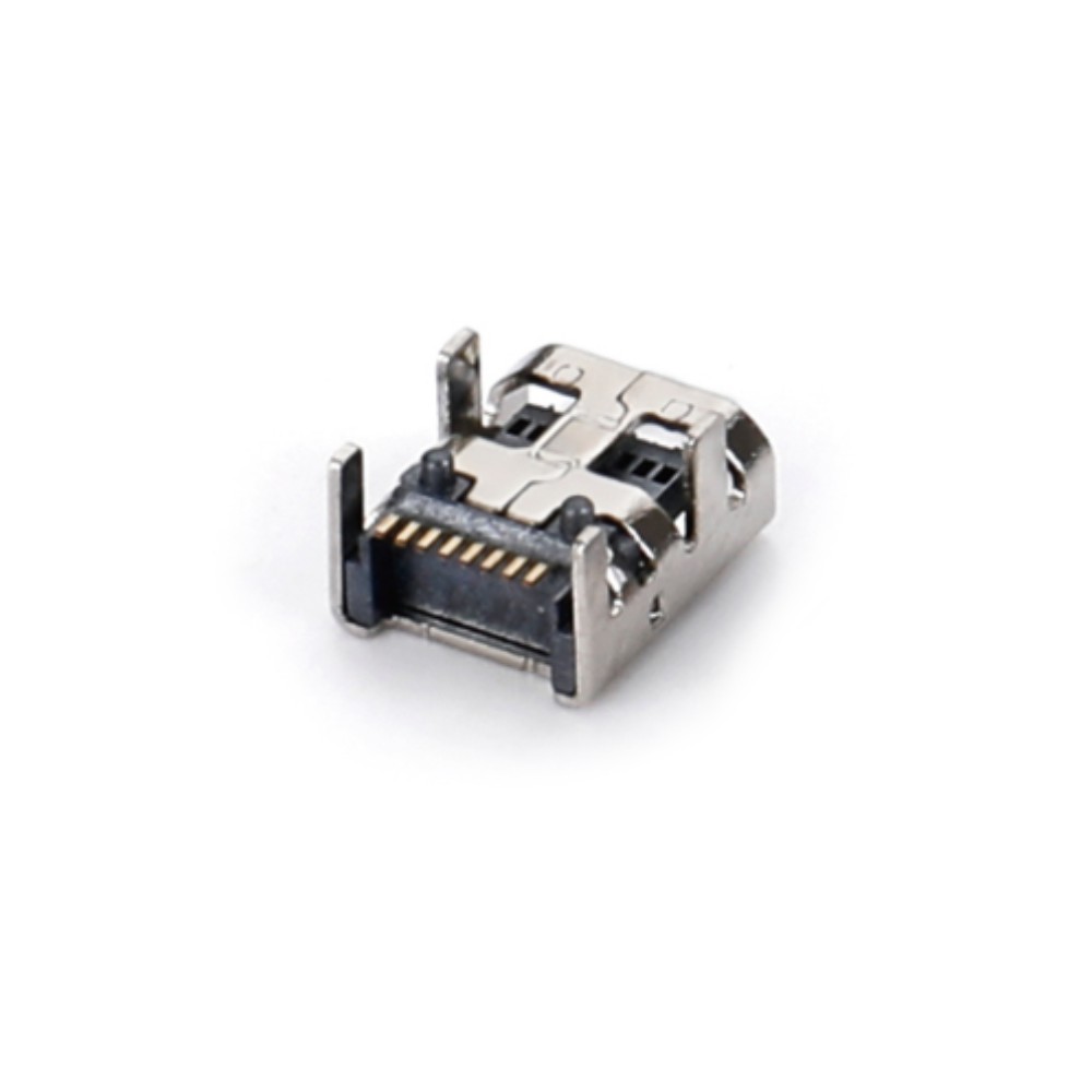 028R-0412 MINI USB 8F SMT 90度四脚插板有柱H3.85（双倒角）