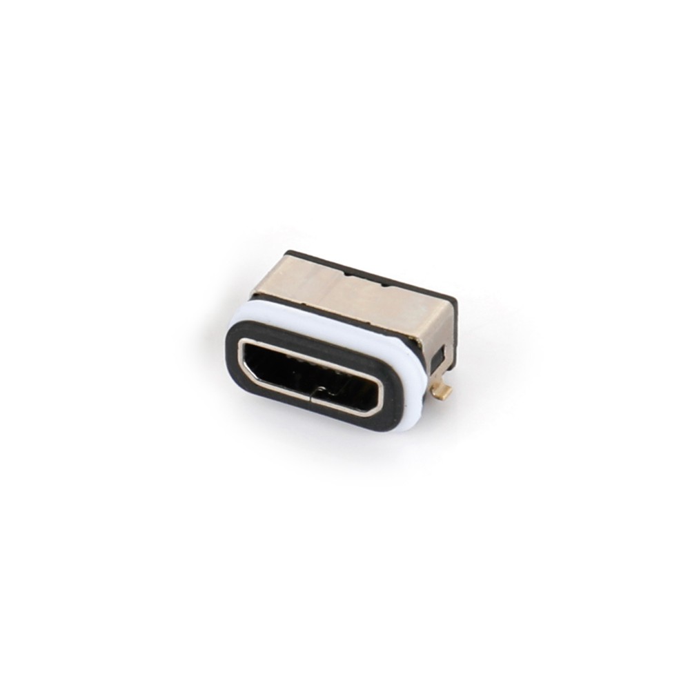 04BA-1607-WP   Micro USB  5F 板上SMT B型 前贴后插 无柱 带防水圈 防水IPX8