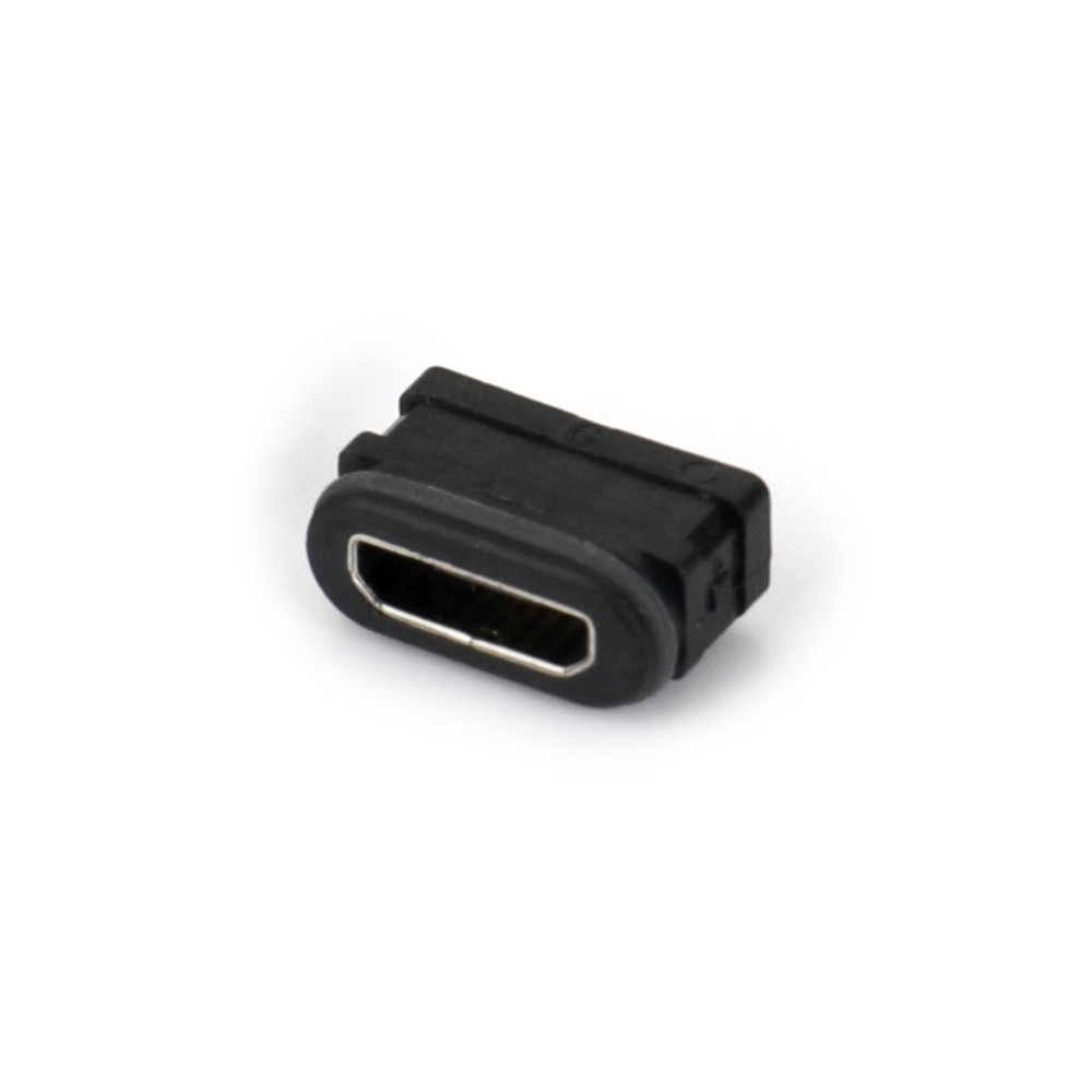 04BS-1611-WP   Micro USB  5F DIP B型 有柱 180度立插 带防水圈 防水IPX8