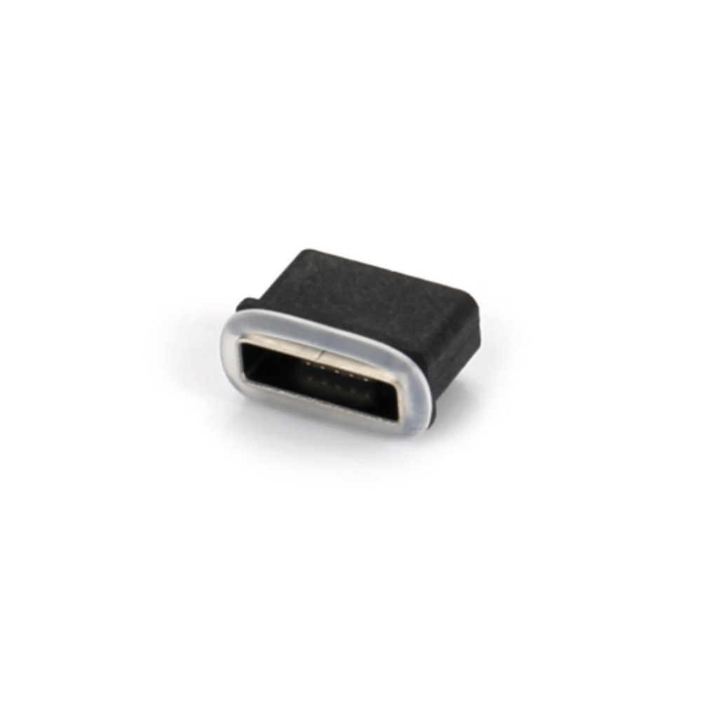04OT-1606-WP   Micro USB  5F 板上SMT AB型 全贴 无耳有柱 胶芯反向 带防水圈 防水IP67