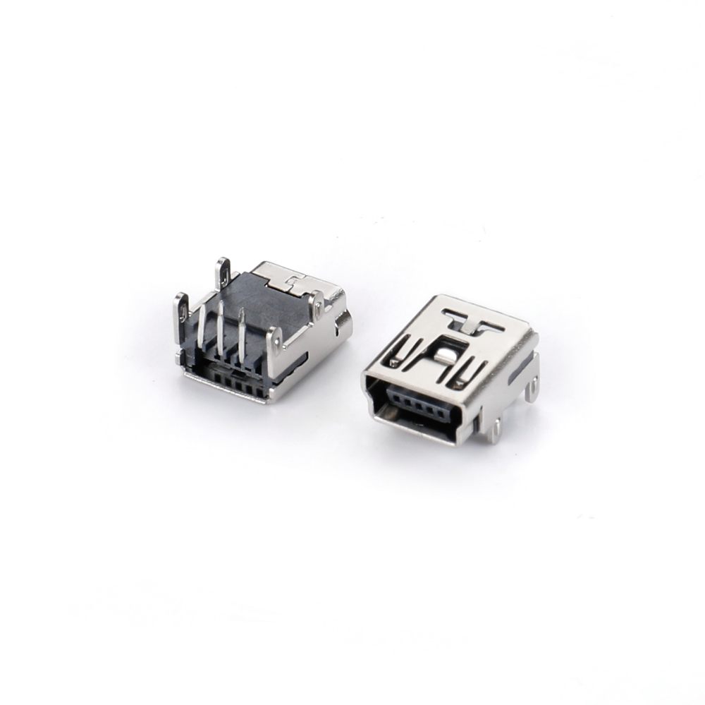 02BR-1101 MINI USB 5F 90 degree DIP B-type four pin plug-in board with dot T-type card point H5.8