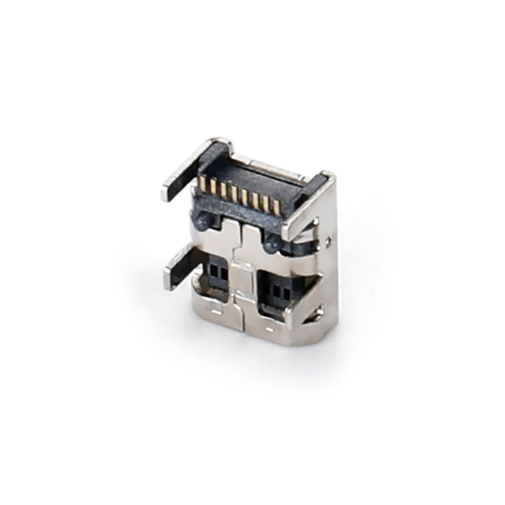 028R-0412 MINI USB 8F SMT 90 degree four pin plug-in board with column H3.85 (double chamfered)